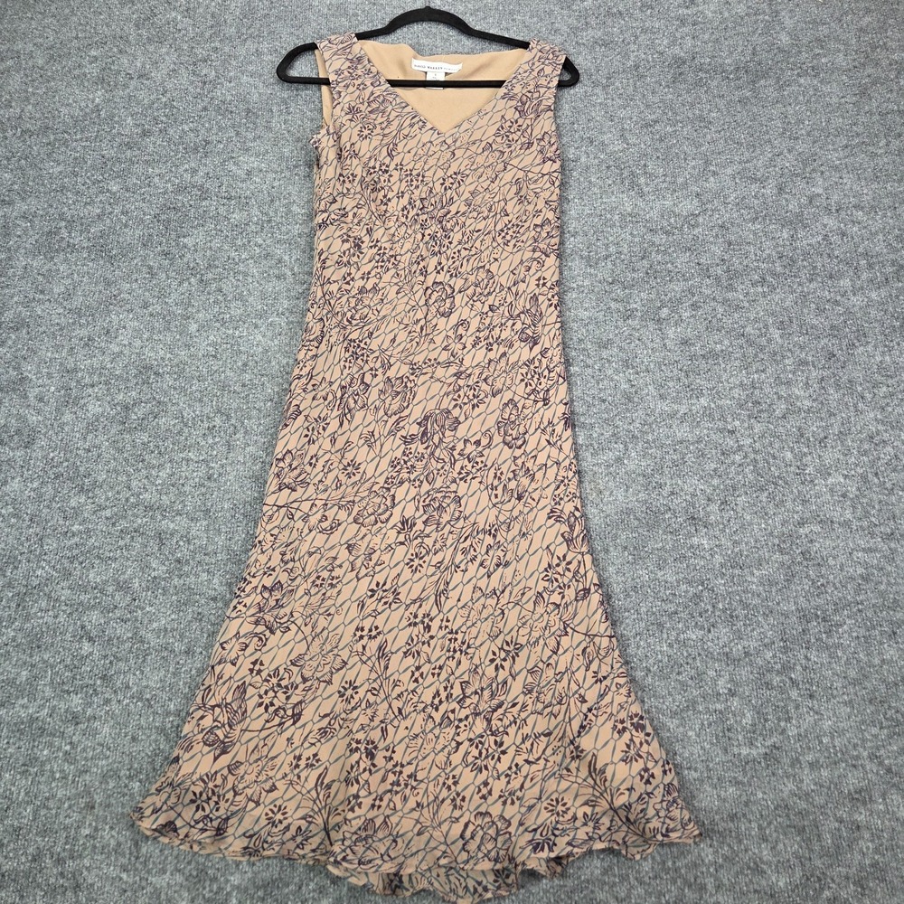 Y2K Silk Chiffon Floral Fairy Midi Dress Sz 6 Romantic Roses VTG Wedding Guest